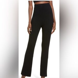 NWT Open Edit Black Ribbed High Waist Sweater Lounge Pants Size S